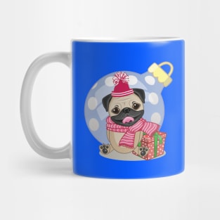 Pug Dog in a hat with gift Mug